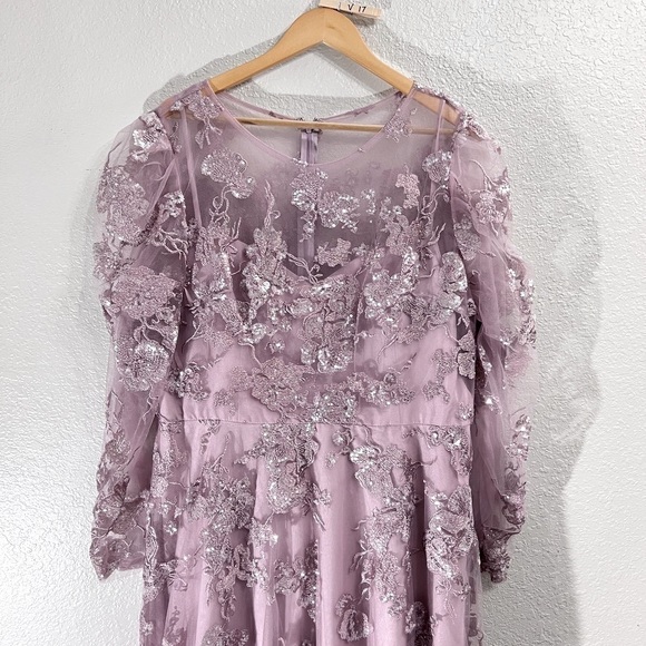 NEW $598 MAC DUGGAL 50664 LILAC FLORAL ILLUSION GOWN Size 18 - Picture 5 of 16